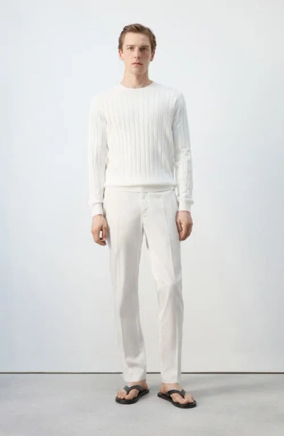 Mango Regular Fit Pleat Front Pants In White