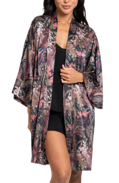 Midnight Bakery Print Satin Robe In Multi