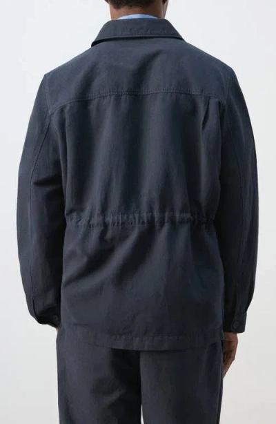 Mango Button Front Chore Jacket In Blue