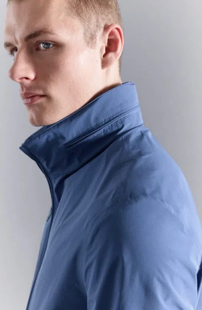 Mango Waterproof Zip Front Jacket In Blue