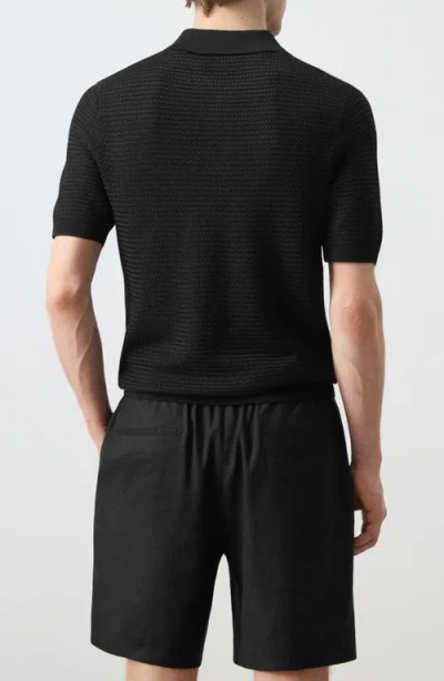 Mango Structured Polo Shirt In Black