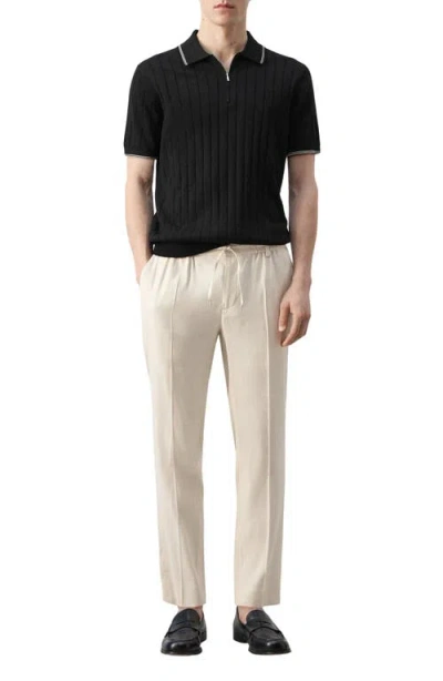 Mango Zip Placket Polo In Black