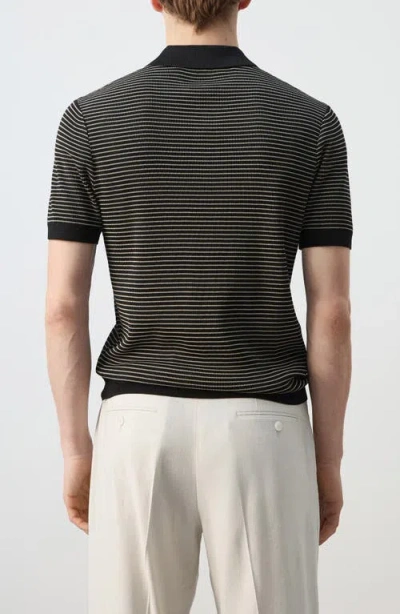 Mango Stripe Polo In Black