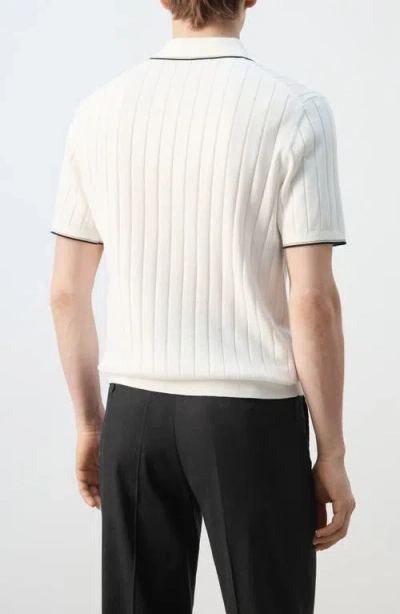 Mango Zip Placket Polo In White