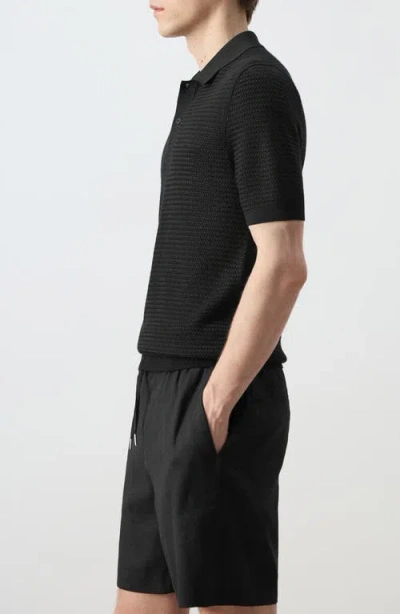 Mango Structured Polo Shirt In Black