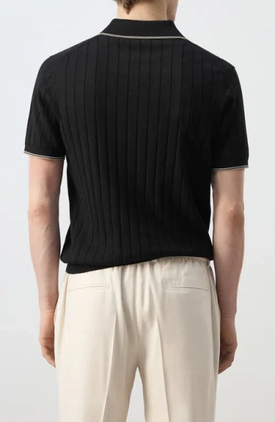 Mango Zip Placket Polo In Black
