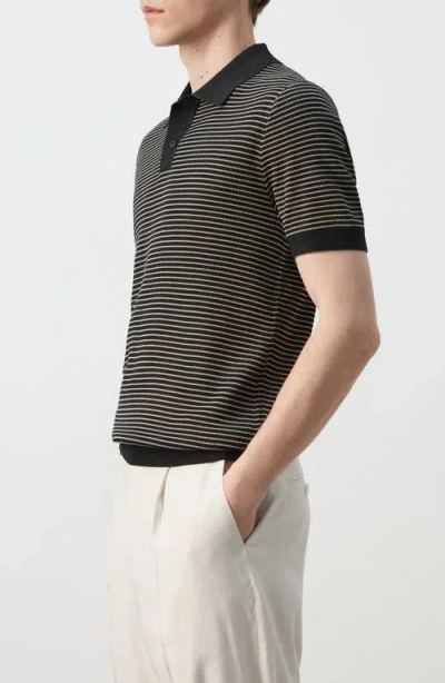 Mango Stripe Polo In Black