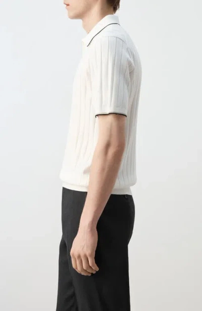 Mango Zip Placket Polo In White