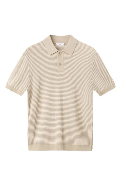 Mango Stripe Polo In Neutral