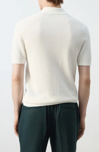 Mango Structured Polo Shirt In White