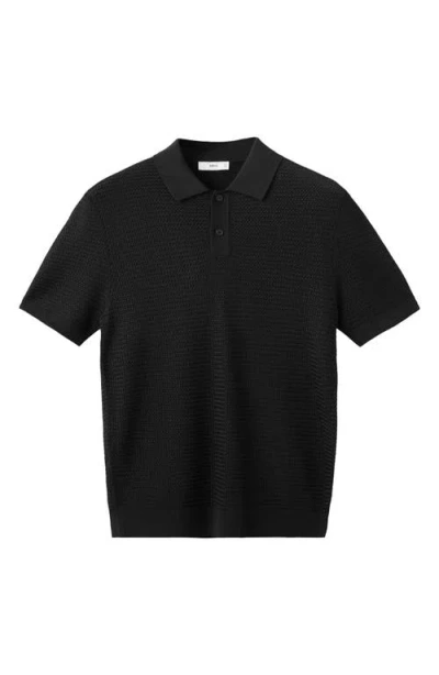 Mango Structured Polo Shirt In Black