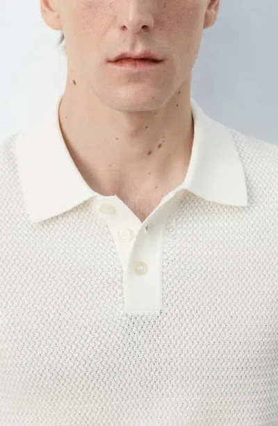 Mango Structured Polo Shirt In White