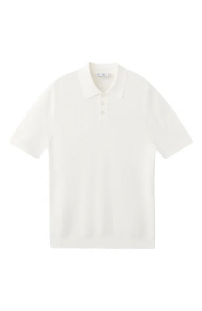 Mango Structured Polo Shirt In White