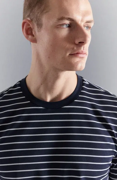 Mango Slim Fit Coolmax® Stripe T-shirt In Blue