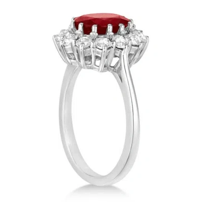 Allurez Oval Lab Ruby And Diamond Ring 14k In Multi