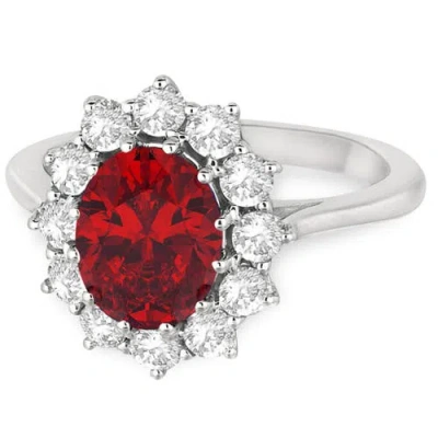 Allurez Oval Lab Ruby And Diamond Ring 14k In Multi