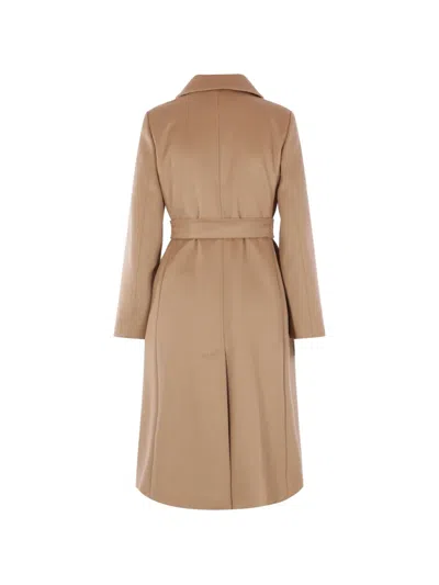 Max Mara Belted Wool Coat In Neutral