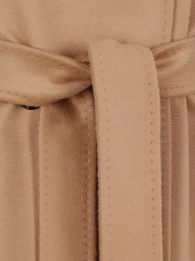 Max Mara Belted Wool Coat In Neutral