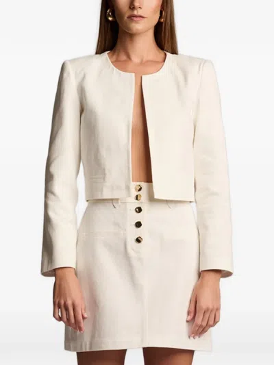 Hevron Nylah Button-up Belt-loop Mini Skirt In White