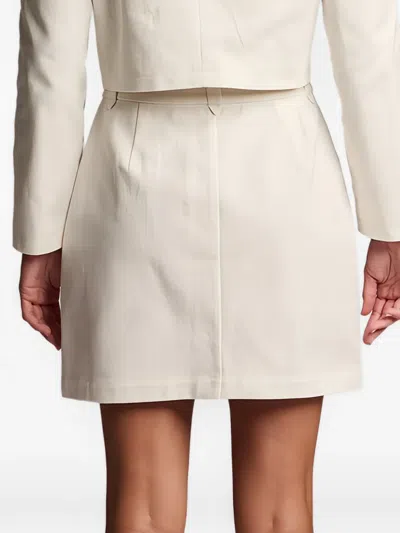 Hevron Nylah Button-up Belt-loop Mini Skirt In White