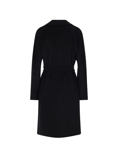 Max Mara Belted Notch-lapel Coat In Black