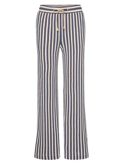 Veronica Beard Zosia Stripe Cotton Drawstring Pants In Blue