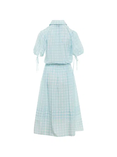 Lee Mathews Josephine Gingham-check Puff-sleeve Midi Dress In Blue