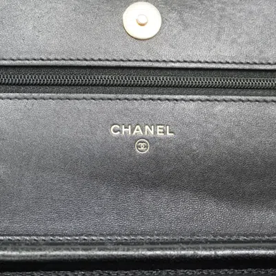 Pre-owned Chanel Black Leather Chain/shoulder Wallet ()