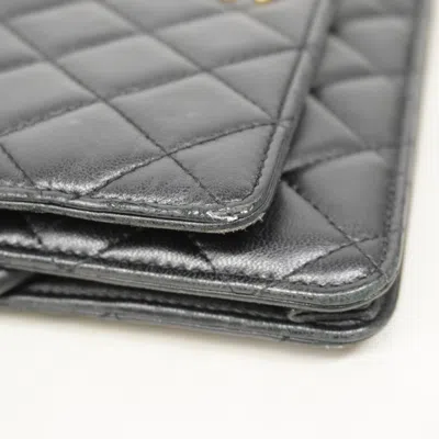 Pre-owned Chanel Black Leather Chain/shoulder Wallet ()