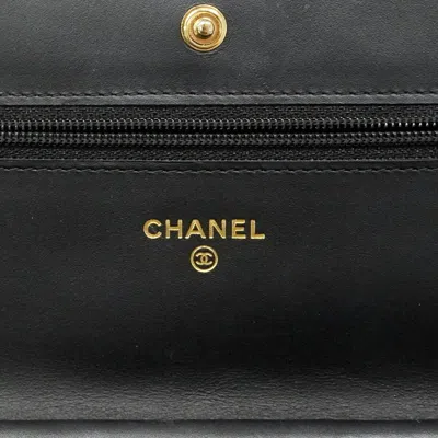Pre-owned Chanel Black Leather Chain/shoulder Wallet ()
