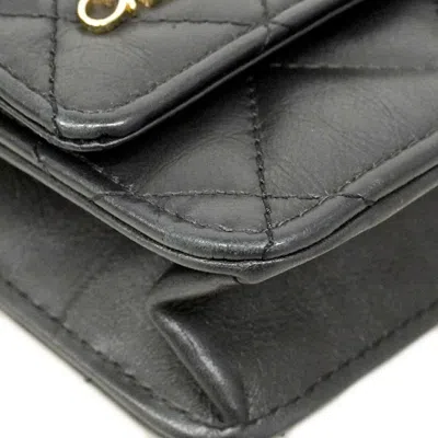 Pre-owned Chanel Black Leather Chain/shoulder Wallet ()