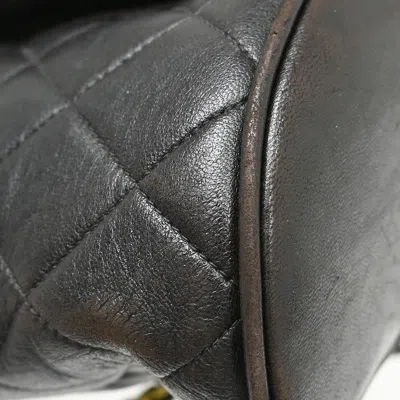 Pre-owned Chanel Duma Drawstring Backpack Quilted Leather Black Leather Backpack Bag ()