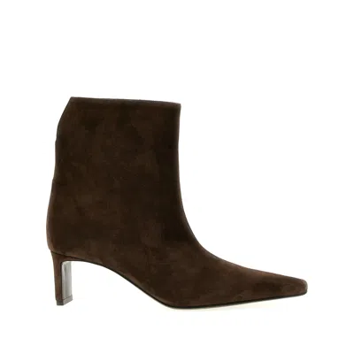 Khaite Brown Square Toe Boots In Multi