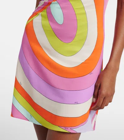 Pucci Iride Draped Satin Jersey Minidress In Multi