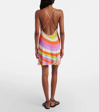 Pucci Iride Draped Satin Jersey Minidress In Multi