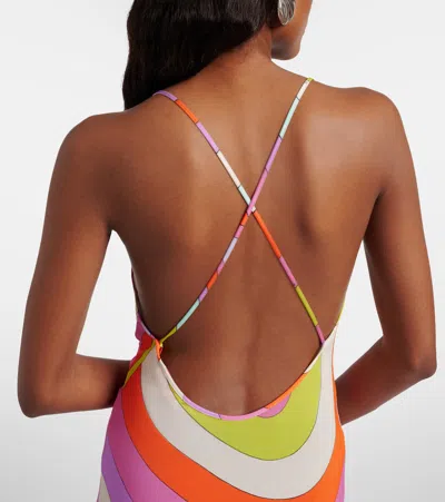 Pucci Iride Draped Satin Jersey Minidress In Multi
