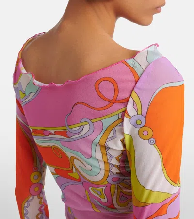 Pucci Orchidee Sheer Tulle Top In Multi