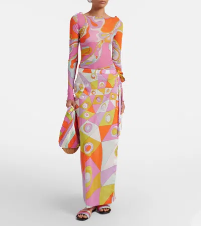 Pucci Orchidee Sheer Tulle Top In Multi