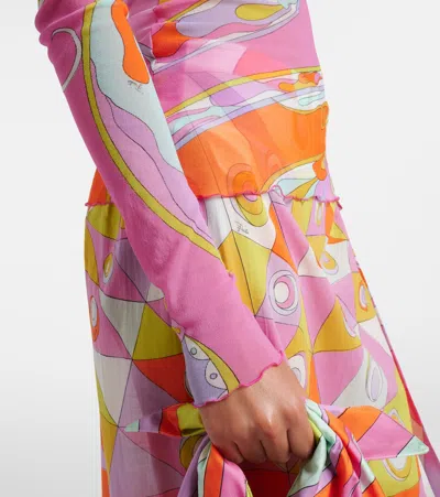Pucci Orchidee Sheer Tulle Top In Multi