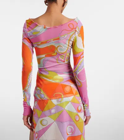 Pucci Orchidee Sheer Tulle Top In Multi