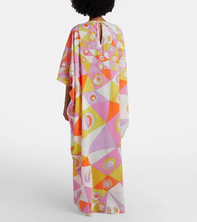 Pucci Occhi-print Cotton Muslin Maxi Caftan Dress In Blue
