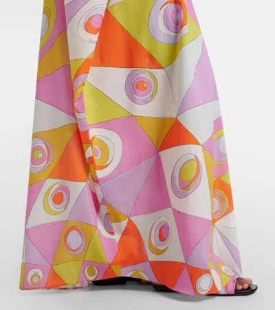 Pucci Occhi-print Cotton Muslin Maxi Caftan Dress In Blue