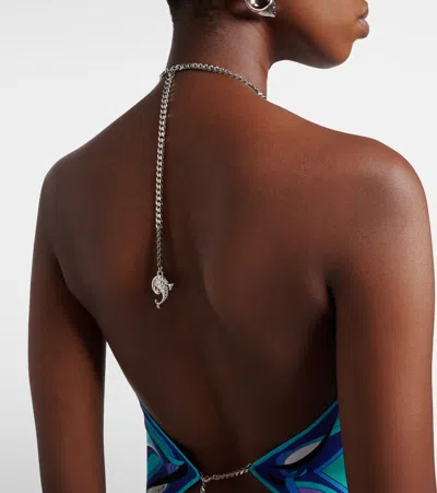 Pucci Orchidee Print Asymmetric Chain Top In Brown