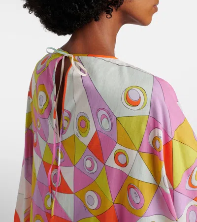 Pucci Occhi-print Cotton Muslin Maxi Caftan Dress In Blue