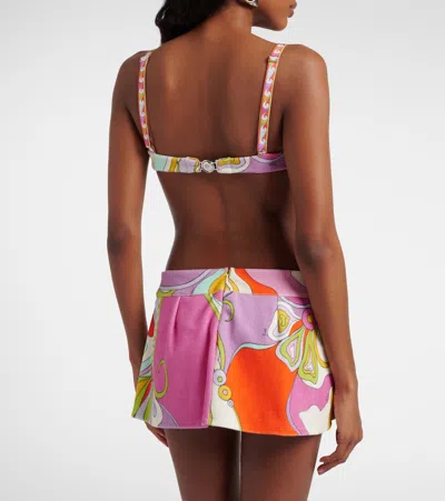 Pucci Orchidee Cotton Terry Bikini Top In Multi