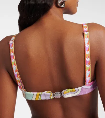 Pucci Orchidee Cotton Terry Bikini Top In Multi