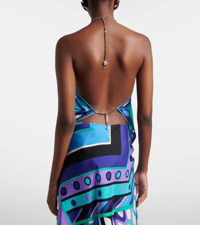 Pucci Orchidee Print Asymmetric Chain Top In Brown
