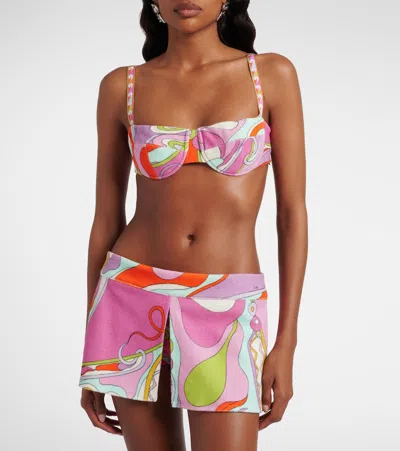 Pucci Orchidee Cotton Terry Bikini Top In Multi