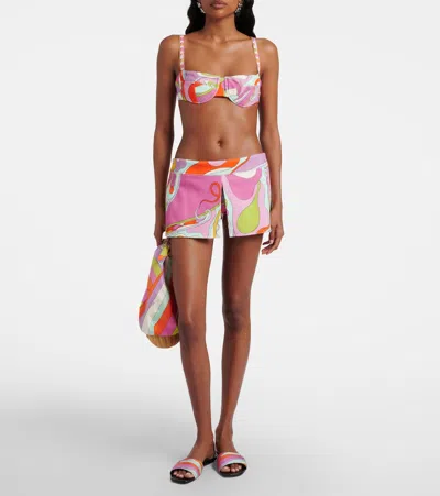 Pucci Orchidee Cotton Terry Bikini Top In Multi