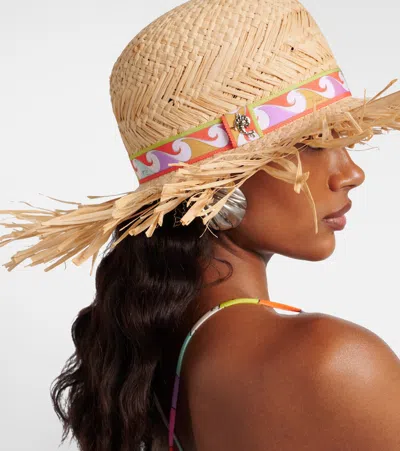 Pucci Frayed Sun Hat In Brown